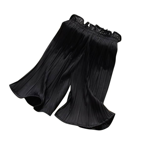 fatyb Little Big Girls Wide Leg Pants Elastic Waist Pleated Trousers Ruffle Flowy Girls Palazzo Pants
