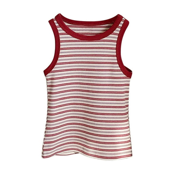 fatyb Little Boys Girls Striped Tank Tops Toddler Sleeveless Shirts Kids Crewneck Summer Unisex Tee Tops