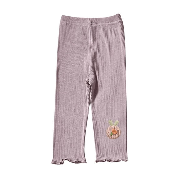 fatyb Little Girls Capris Leggings Toddler Ribbed Summer Thin Pants Casual Elastic Waist Dance Bottom