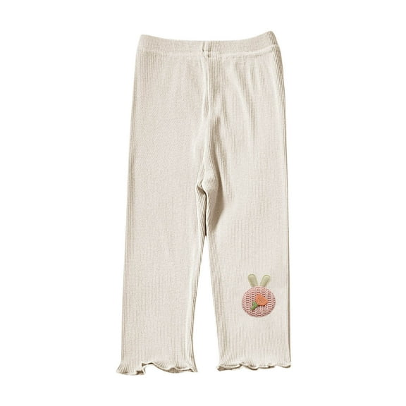 fatyb Little Girls Capris Leggings Toddler Ribbed Summer Thin Pants Casual Elastic Waist Dance Bottom