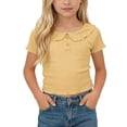 thumbnail image 1 of fatyb Little Girls Cute Tops Summer Blouses with Ruffle Collar Solid Color Casual Short Sleeve Tee Tops, 1 of 7