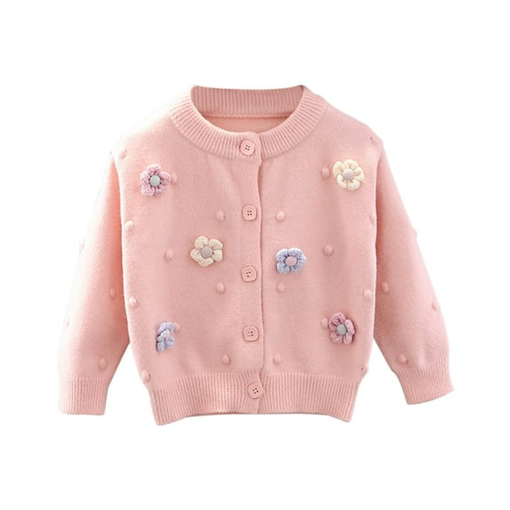 fatyb Little Girls Flower Cardigan Sweaters Crewneck Button down Knit Cardigans Kids Outwear Sweater