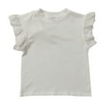 thumbnail image 1 of fatyb Little Girls Summer Tops Lace Ruffle Sleeve Cotton T-Shirt Solid Color Kids Girls Casual Tee Tops, 1 of 3