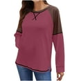 thumbnail image 1 of fatyb Long Sleeve Shirts for Women Color Block Loose Tee Shirts Casual Crewneck Pullover Summer Tops, 1 of 1