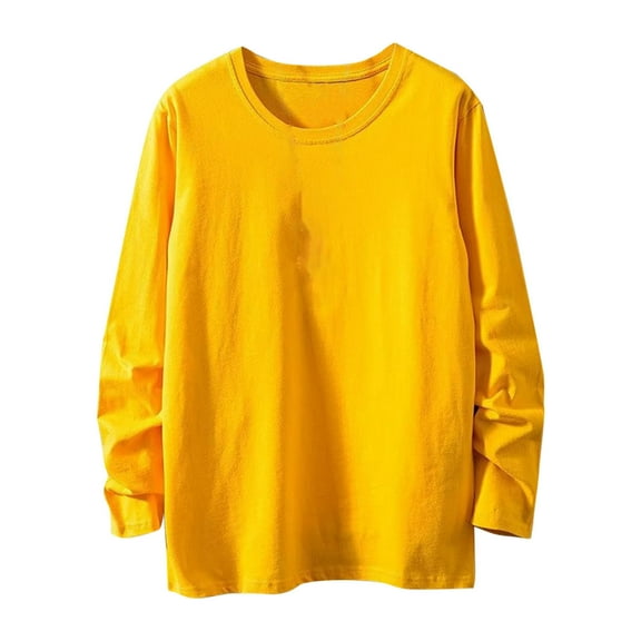 fatyb Long Sleeve T-Shirts Mens Crew Neck Cotton Tee Shirts Casual Plain Lightweight Basic Tops for Men