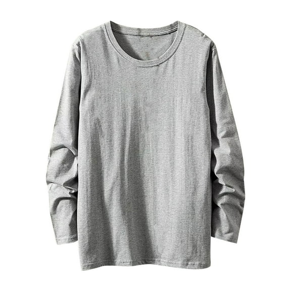fatyb Long Sleeve T-Shirts Mens Crew Neck Cotton Tee Shirts Casual Plain Lightweight Basic Tops for Men