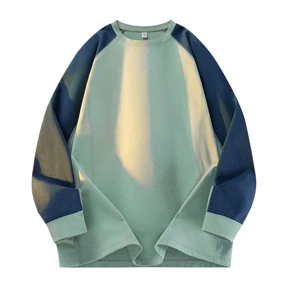 fatyb Long Sleeve T-Shirts for Men Color Block Loose Tops Casual Crewneck Mens Breathable Tee Shirts