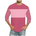 thumbnail image 1 of fatyb Men's 3/4 Length Sleeve Shirts Crew Neck Color Block Loose T-Shirts Mens Comfy Casual Tee Tops, 1 of 4