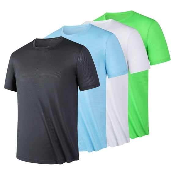 fatyb Men's 4 Pack T-Shirts Summer Casual Short Sleeve Basic Tee Breathable Athletic Running T Shirts