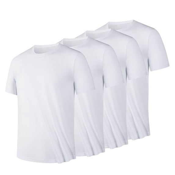 fatyb Men's 4 Pack T-Shirts Summer Casual Short Sleeve Basic Tee Breathable Athletic Running T Shirts