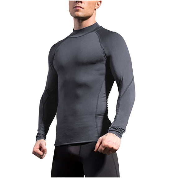 fatyb Men's Active T-Shirts Long Sleeve Athletic Running Tee Tops Slim Lightweight Muscle Undershirts