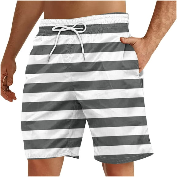 fatyb Men's Beach Shorts Print Elastic Waist Casual Shorts Lightweight Summer Vacation Shorts for Men