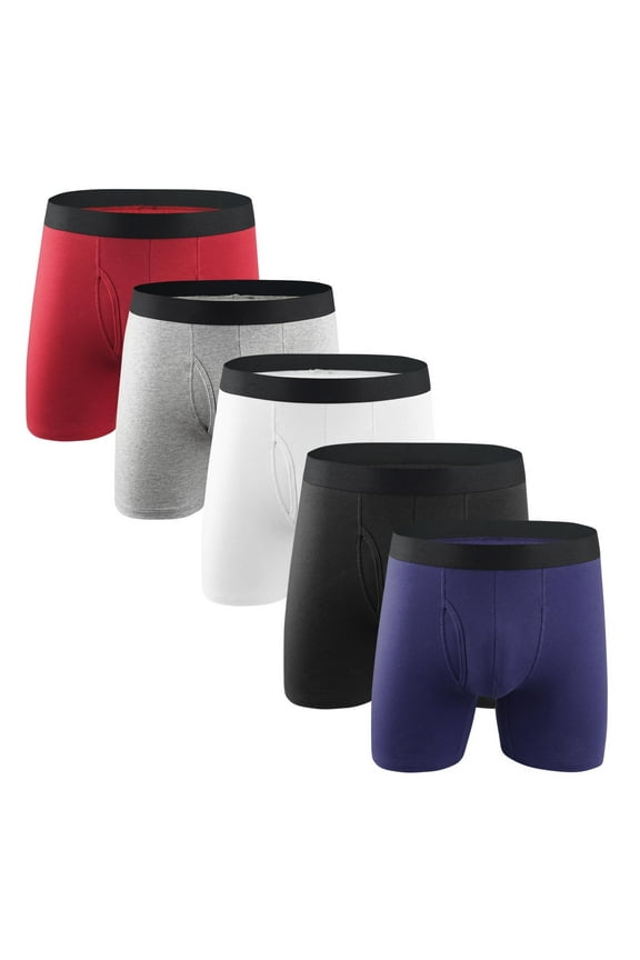 Men's Boxers Cotton Comfortable Stretch Boxer Briefs Mens Soft Breathable Underwears Pack of 5