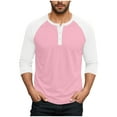 thumbnail image 1 of fatyb Men's Button T-Shirts Long Sleeve Color Block Tee Shirts Lightweight Casual Pullover Tops for Men, 1 of 7