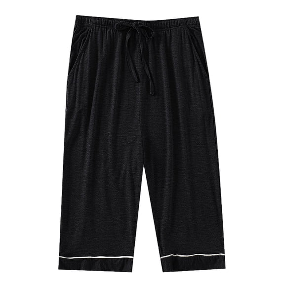 fatyb Men's Capri Pajama Pants Thin Lounge Pj Bottoms with Pockets Mens Comfy Sleepwear Cropped Pants