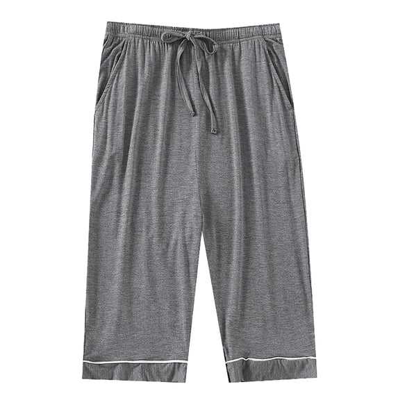 fatyb Men's Capri Pajama Pants Thin Lounge Pj Bottoms with Pockets Mens Comfy Sleepwear Cropped Pants