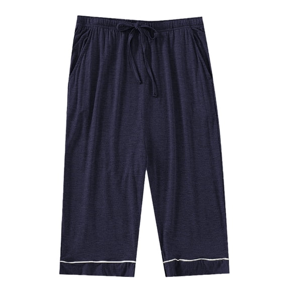 fatyb Men's Capri Pajama Pants Thin Lounge Pj Bottoms with Pockets Mens Comfy Sleepwear Cropped Pants