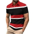 thumbnail image 1 of fatyb Men's Casual Shirts Button Short Sleeve Collared Tees Summer Stylish Pullover Color Block Tops, 1 of 4