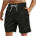 thumbnail image 1 of fatyb Men's Casual Shorts Summer Drawstring Elastic Waist Beach Shorts Plain Lightweight Vacation Shorts, 1 of 4