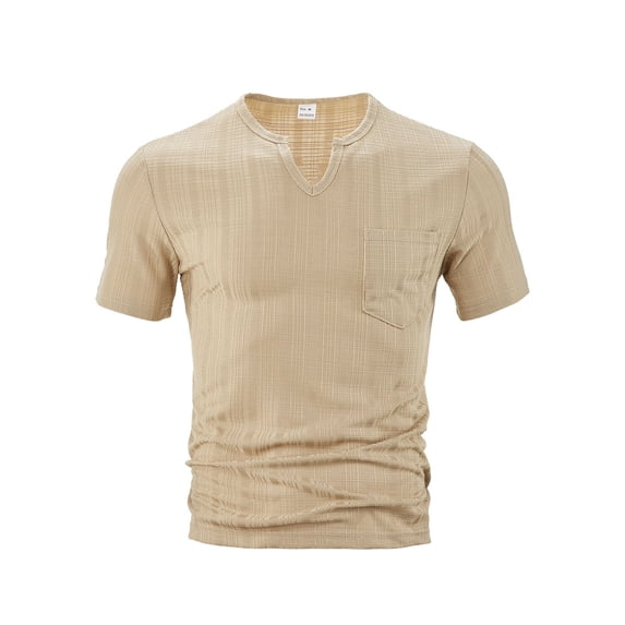 fatyb Men's Casual T Shirts with Pocket Short Sleeve V Neck Tshirts Lightweight Summer Thin Beach Tops