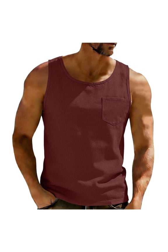 Men's Casual Tank Tops with Pocket Sleeveless Lightweight Tops Summer Fashion T Shirts for Men
