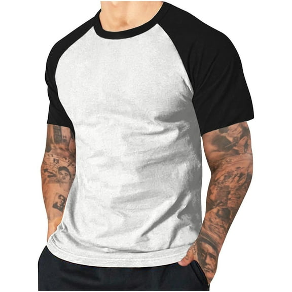 fatyb Men's Color Block Tee Shirts Short Sleeve Crew Neck Casual T-Shirts Pullover Summer Tops for Men