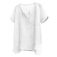thumbnail image 1 of fatyb Men's Cotton Linen Tops Big and Tall Casual V Neck T Shirts Short Sleeve Lightweight Beach Blouses, 1 of 5