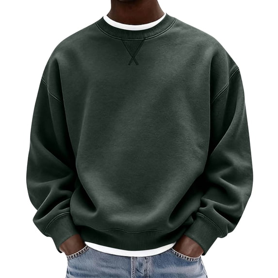 fatyb Men's Crew Neck Sweatshirts Casual Long Sleeve Loose Pullover Athletic Outdoor Workout Sweat Shirts