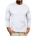 thumbnail image 1 of fatyb Men's Crew Neck Tops Casual Long Sleeve Loose Pullover Solid Color Lightweight T-Shirts for Men, 1 of 6