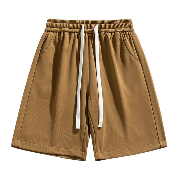 fatyb Men's Elastic Waist Drawstring Casual Shorts Loose Solid Color Mens Summer Shorts with Pockets