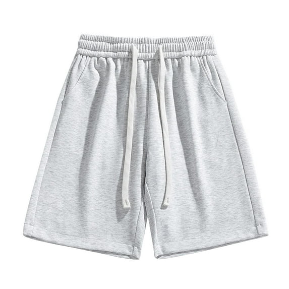 fatyb Men's Elastic Waist Drawstring Casual Shorts Loose Solid Color Mens Summer Shorts with Pockets