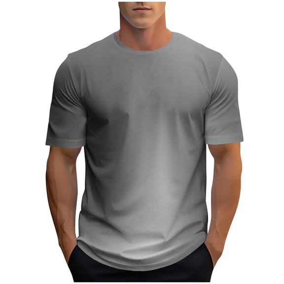 fatyb Men's Fashion Tshirts Gradient Color Graphic Tee Shirts Casual Short Sleeve Printed Summer Tops