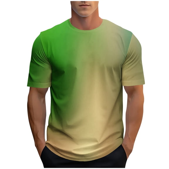fatyb Men's Fashion Tshirts Gradient Color Graphic Tee Shirts Casual Short Sleeve Printed Summer Tops