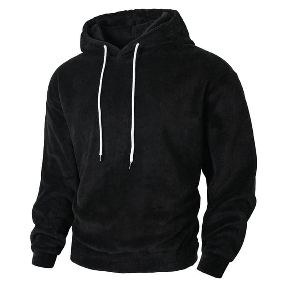 fatyb Men's Fuzzy Fleece Pullover Hoodies Plush Casual Long Sleeve Comfortable Hooded Sweatshirts for Men
