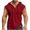 thumbnail image 1 of fatyb Men's Hooded Tank Tops Sleeveless Bodybuilding Gym Hoodies Muscle Cut off T-Shirts with Button, 1 of 5