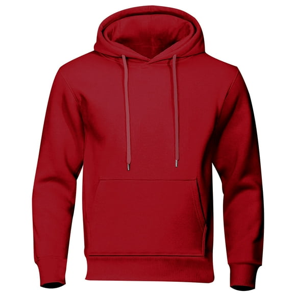 fatyb Men's Hoodies Casual Long Sleeve Drawstring Pullover Solid Color Hooded Sweatshirts with Pocket