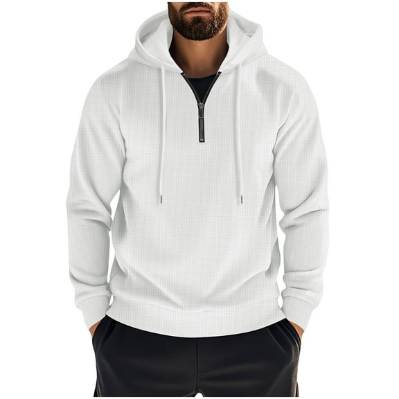 fatyb Men's Hoodies Pullover Quarter Zip Hooded Sweatshirts Long Sleeve Comfy Hoodies with Drawstring
