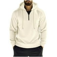 thumbnail image 1 of fatyb Men's Hoodies Pullover Quarter Zip Hooded Sweatshirts Long Sleeve Comfy Hoodies with Drawstring, 1 of 6