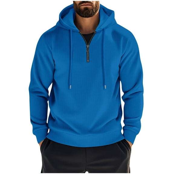 fatyb Men's Hoodies Pullover Quarter Zip Hooded Sweatshirts Long Sleeve Comfy Hoodies with Drawstring