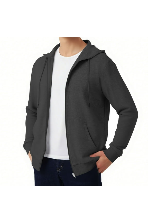 Men's Hoodies Zip up Casual Drawstring Hooded Jacket for Men Long Sleeve Sweatshirts with Pockets