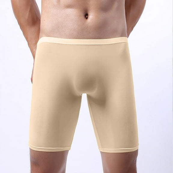 fatyb Men's Long Boxer Briefs Silk Breathable Soft Underwears Fashion Comfortable Underpants for Men