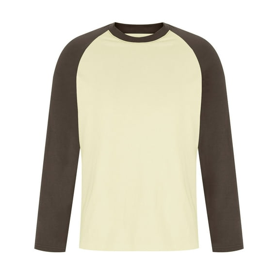 fatyb Men's Long Sleeve Cotton Tee Tops Color Block Crewneck Casual Shirts Comfortable T-Shirts for Men