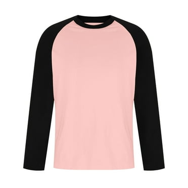 fatyb Men's Long Sleeve Cotton Tee Tops Color Block Crewneck Casual Shirts Comfortable T-Shirts for Men