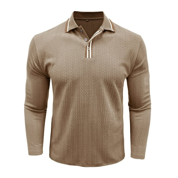 fatyb Men's Long Sleeve Golf Shirts Textured Casual Collared Shirts Button up Fashion Pullover for Men