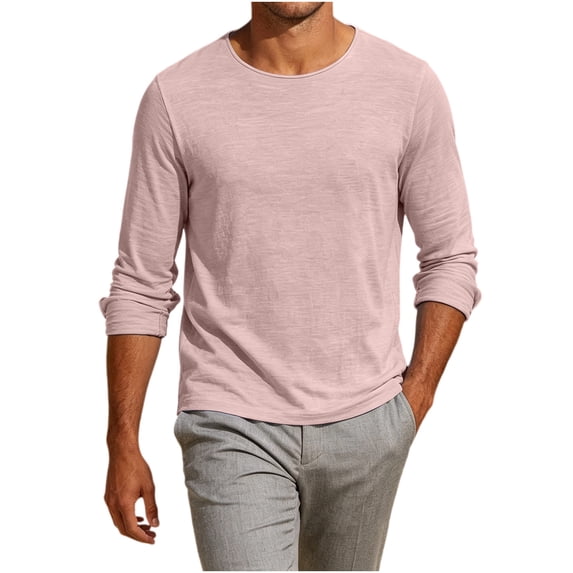 fatyb Men's Long Sleeve T Shirts Crew Neck Casual Basic Tee Shirts Breathable Thin Pullover Tops for Men