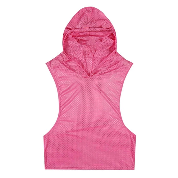 fatyb Men's Mesh Hooded Tank Tops Workout Sleeveless Muscle Hoodies for Running Training Bodybuilding