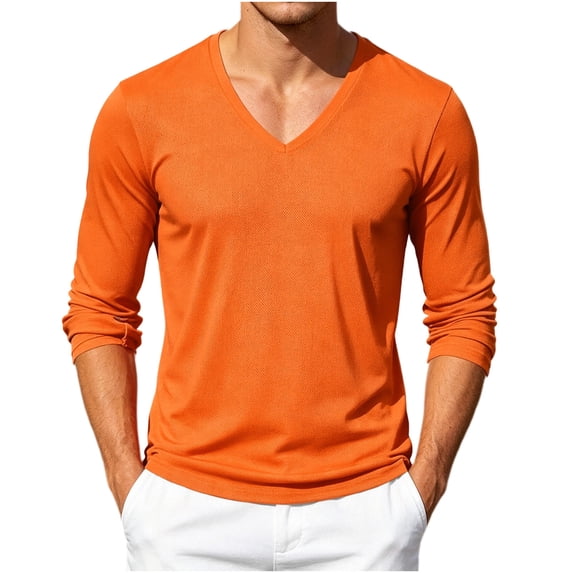fatyb Men's Mesh Long Sleeve T Shirts V Neck Breathable Workout Tee Mens Athletic Running Training Tops