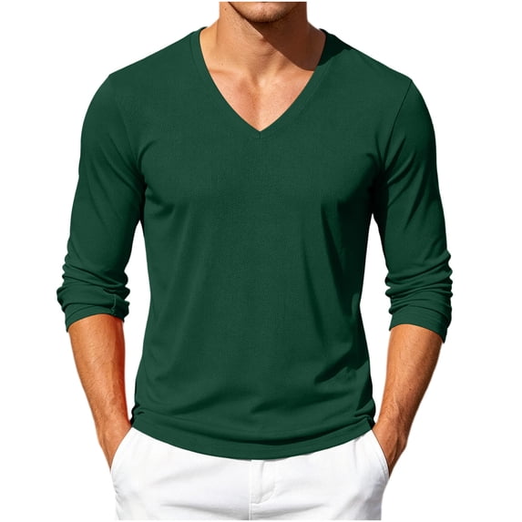 fatyb Men's Mesh Long Sleeve T Shirts V Neck Breathable Workout Tee Mens Athletic Running Training Tops