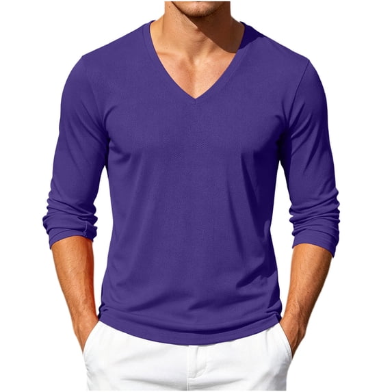 fatyb Men's Mesh Long Sleeve T Shirts V Neck Breathable Workout Tee Mens Athletic Running Training Tops