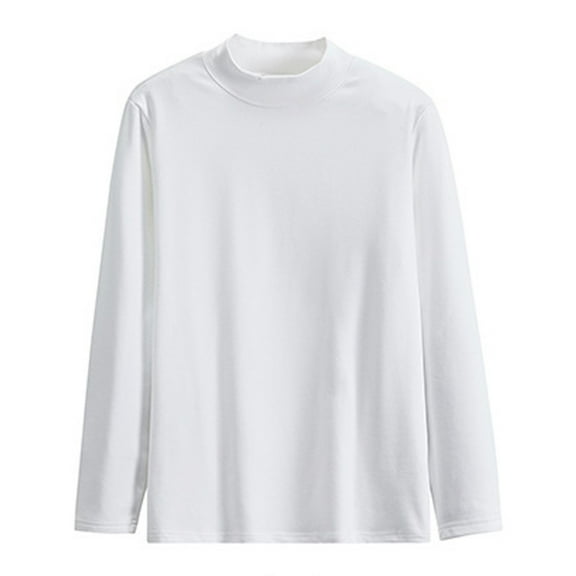 fatyb Men's Mock Neck T-Shirts Casual Long Sleeve Pullover Tops Solid Color Thermal Undershirts for Men